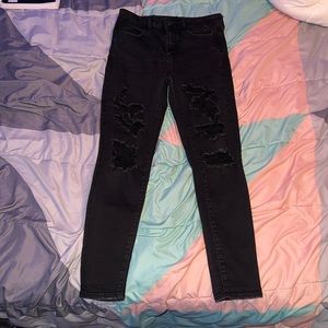 American Eagle next level stretch black ripped jeans. Barely worn